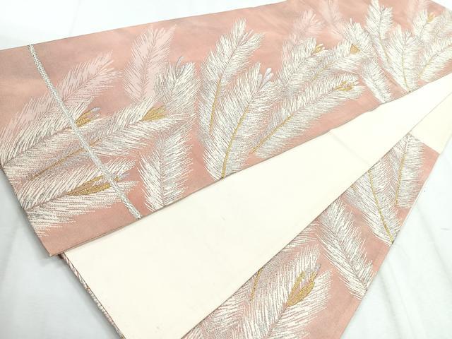 平和屋着物◎六通柄袋帯　松葉文様　金銀糸　正絹　逸品　CABH1628nb