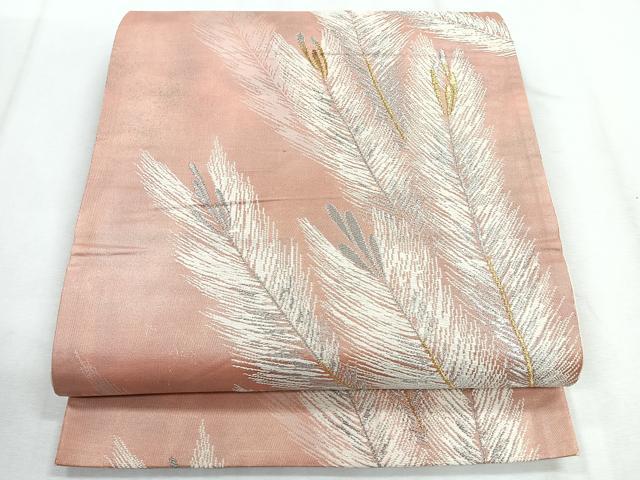 平和屋着物◎六通柄袋帯　松葉文様　金銀糸　正絹　逸品　CABH1628nb