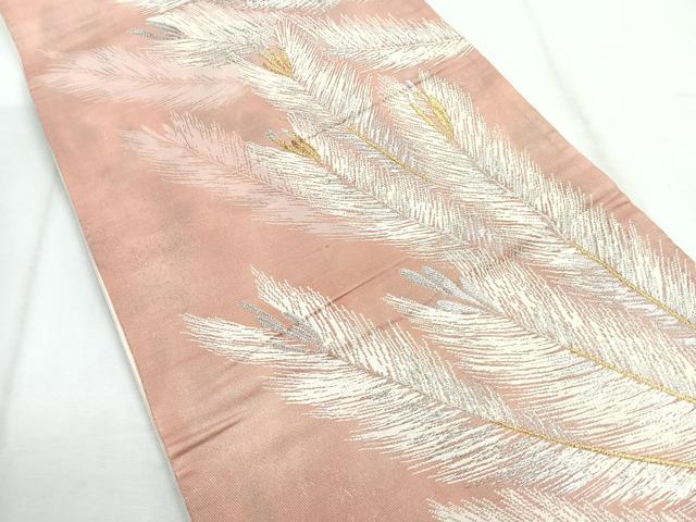 平和屋着物◎六通柄袋帯　松葉文様　金銀糸　正絹　逸品　CABH1628nb
