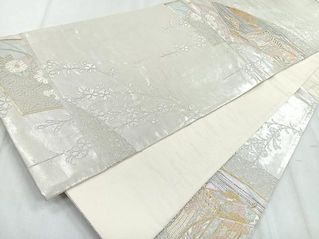 平和屋着物◎六通柄袋帯　地紙御所車紋　金銀糸　正絹　逸品　CABH1639nb