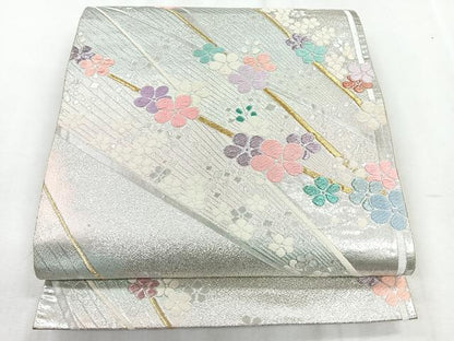平和屋着物◎六通柄袋帯　舞花文　金銀糸　正絹　逸品　CABH1643nb