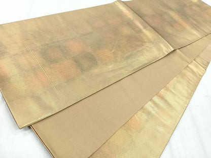 平和屋着物◎六通柄袋帯　霞文　陶漆箔　正絹　逸品　CABH1649nb