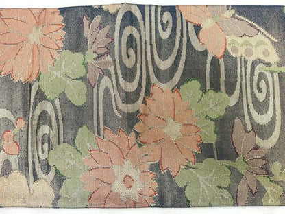 平和屋着物◎九寸名古屋帯　光琳水花蝶文　正絹　逸品　CABH1652nb