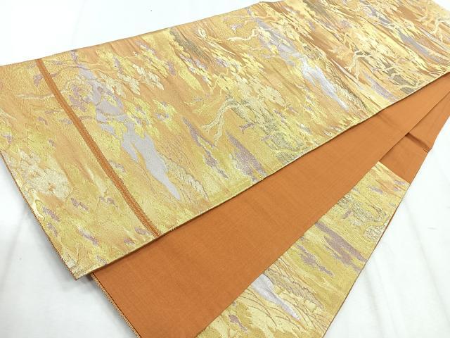 平和屋着物◎六通柄袋帯　風景文　金銀糸　正絹　逸品　CABH1654nb