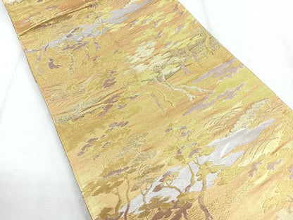 平和屋着物◎六通柄袋帯　風景文　金銀糸　正絹　逸品　CABH1654nb