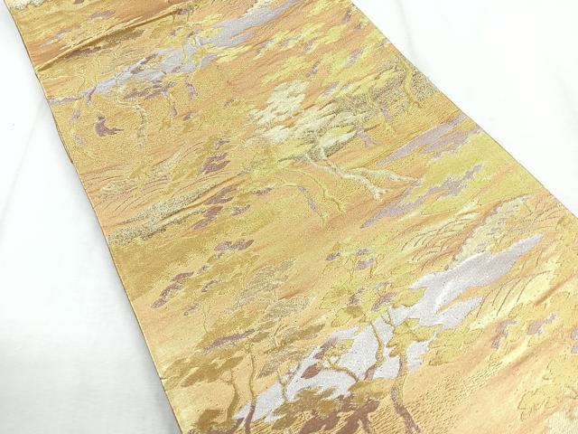 平和屋着物◎六通柄袋帯　風景文　金銀糸　正絹　逸品　CABH1654nb