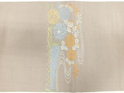 平和屋着物◎両面　太鼓柄　京袋帯　草花文　正絹　逸品　CABH1656nb