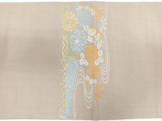 平和屋着物◎両面　太鼓柄　京袋帯　草花文　正絹　逸品　CABH1656nb
