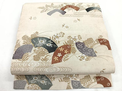 平和屋着物◎両面　太鼓柄　京袋帯　草花文　正絹　逸品　CABH1656nb