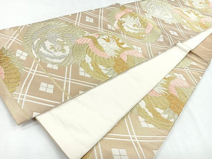 平和屋着物◎六通柄袋帯　鳳凰丸文　金銀糸　正絹　逸品　CABH1661nb