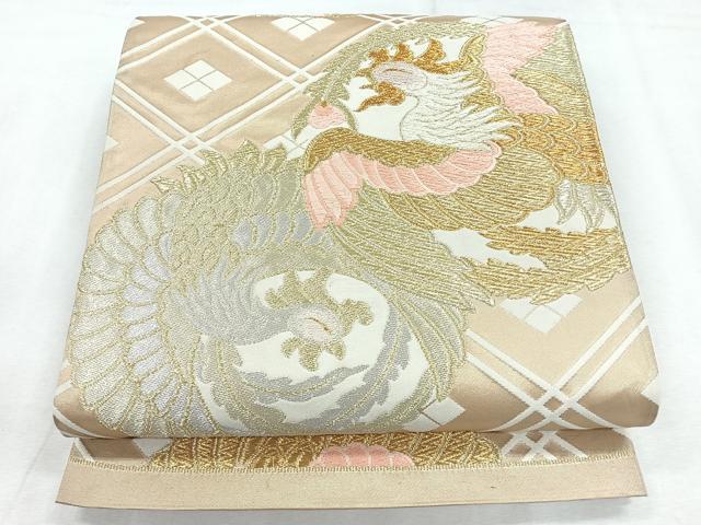平和屋着物◎六通柄袋帯　鳳凰丸文　金銀糸　正絹　逸品　CABH1661nb