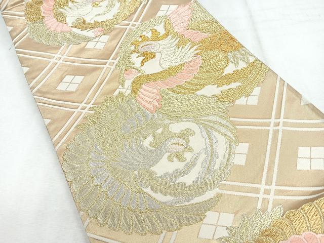平和屋着物◎六通柄袋帯　鳳凰丸文　金銀糸　正絹　逸品　CABH1661nb