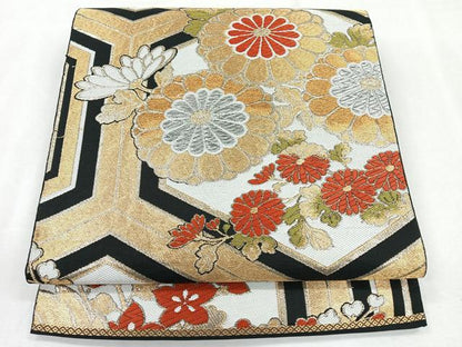 平和屋着物◎六通柄袋帯　唐織　錦華織　亀甲草花文　正絹　逸品　CABH1676nb