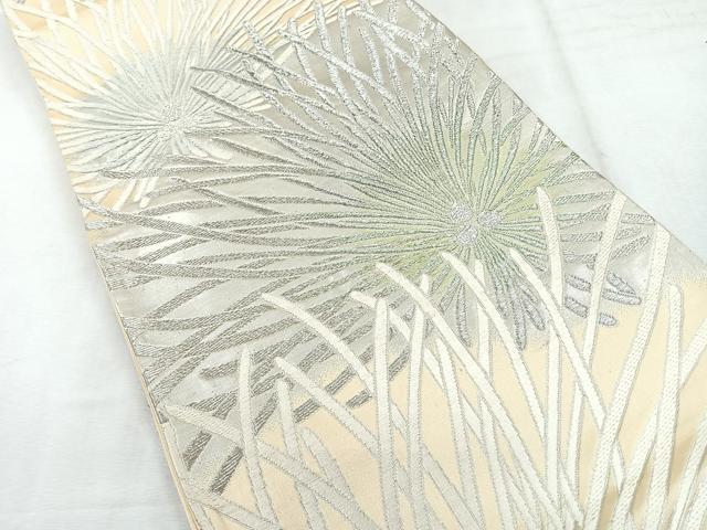 平和屋着物◎六通柄袋帯　舞花文　銀糸　正絹　逸品　CABH1681nb