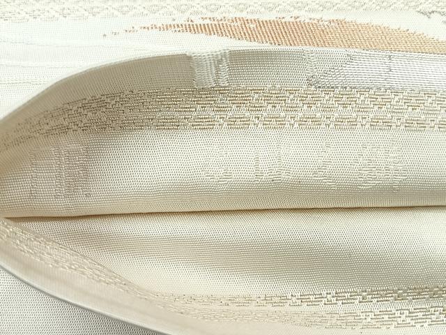 平和屋着物◎西陣　服部織物謹製　六通柄袋帯　こはく錦　流水笹竹文　金糸　正絹　逸品　CABH1689nb