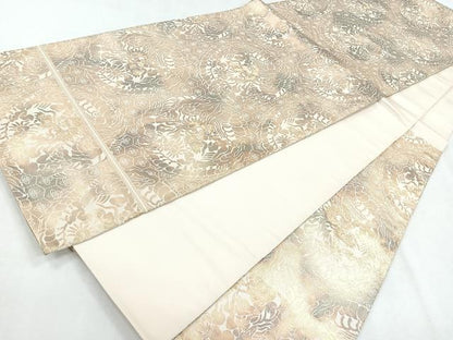 平和屋着物◎西陣　服部織物謹製　六通柄袋帯　こはく錦　吉祥花文　金糸　正絹　逸品　CABH1690nb
