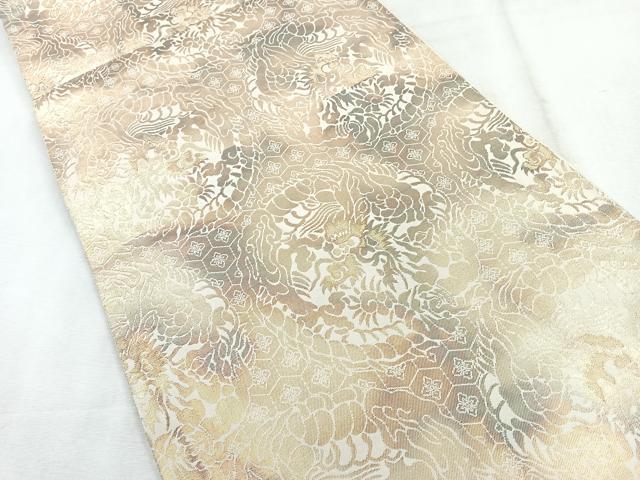 平和屋着物◎西陣　服部織物謹製　六通柄袋帯　こはく錦　吉祥花文　金糸　正絹　逸品　CABH1690nb