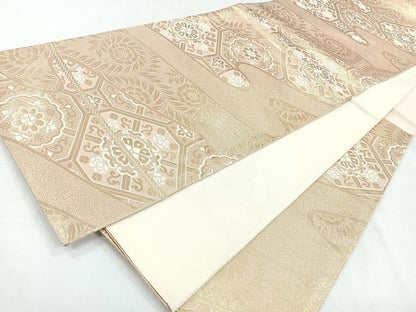 平和屋着物◎六通柄袋帯　更紗花文　金糸　正絹　逸品　CABH1691nb