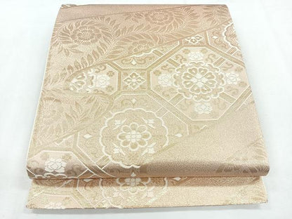 平和屋着物◎六通柄袋帯　更紗花文　金糸　正絹　逸品　CABH1691nb