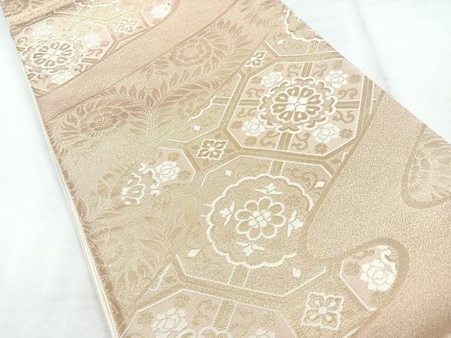 平和屋着物◎六通柄袋帯　更紗花文　金糸　正絹　逸品　CABH1691nb