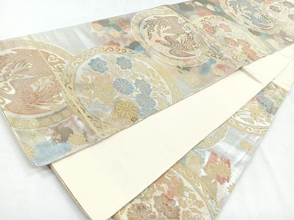 平和屋着物◎六通柄袋帯　手織　古都錦　花鳥丸文　金銀糸　正絹　逸品　CABH1693nb