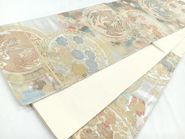 平和屋着物◎六通柄袋帯　手織　古都錦　花鳥丸文　金銀糸　正絹　逸品　CABH1693nb