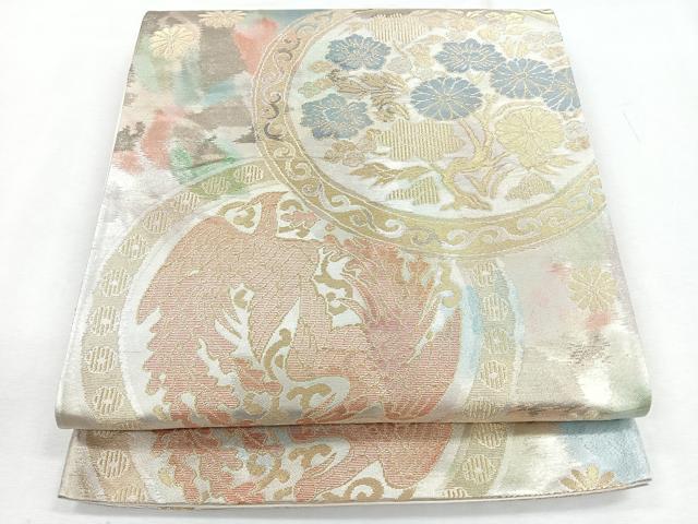 平和屋着物◎六通柄袋帯　手織　古都錦　花鳥丸文　金銀糸　正絹　逸品　CABH1693nb