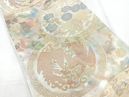 平和屋着物◎六通柄袋帯　手織　古都錦　花鳥丸文　金銀糸　正絹　逸品　CABH1693nb