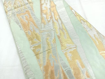 平和屋着物◎六通柄袋帯　竹　金銀糸　正絹　逸品　CABH1696nb