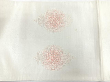 平和屋着物◎太鼓柄袋帯　刺繍　蜀江花文　銀糸　正絹　逸品　CABH1699nb