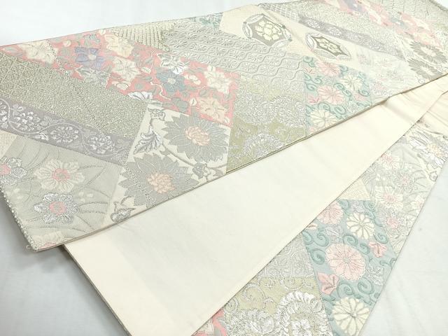 平和屋着物◎六通柄袋帯　草花文　金銀糸　正絹　逸品　CABH1703nb