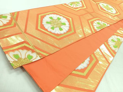 平和屋着物◎六通柄袋帯　亀甲舞花文　金銀糸　正絹　逸品　CABH1705nb