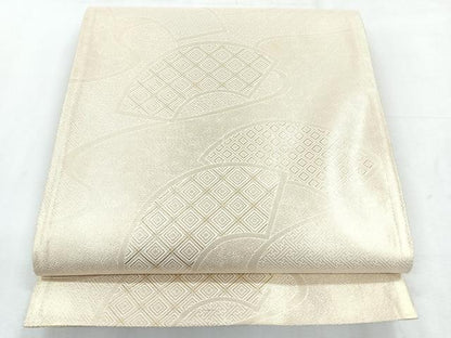 平和屋着物◎両面　六通柄袋帯　地紙花鳥文　金糸　正絹　逸品　CABH1713nb
