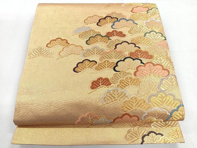 平和屋着物◎六通柄袋帯　流水松文　金銀糸　正絹　逸品　CABH1735nb