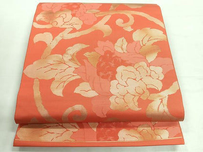 平和屋着物◎六通柄袋帯　草花文　正絹　逸品　未使用　CABH1747nb