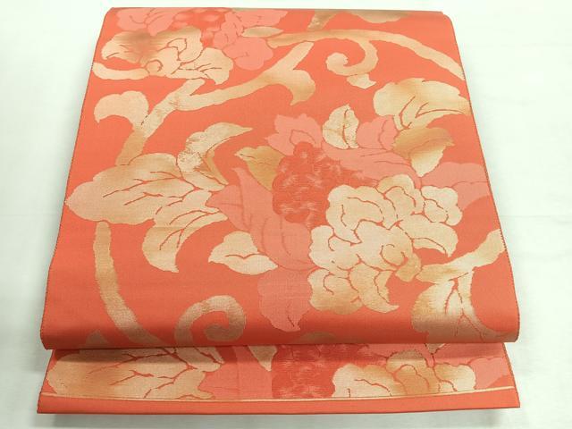 平和屋着物◎六通柄袋帯　草花文　正絹　逸品　未使用　CABH1747nb