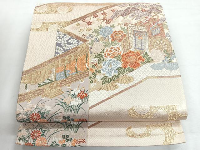 平和屋着物◎六通柄袋帯　唐織　桃山屏風図　金糸　正絹　逸品　CABH1750nb
