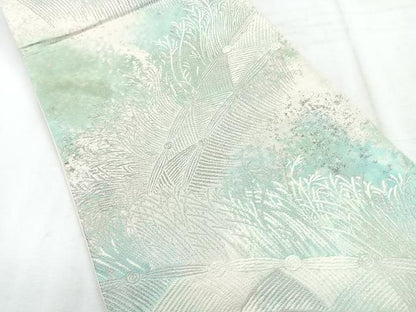 平和屋着物◎六通柄袋帯　草木文　銀糸　正絹　逸品　CABH1751nb