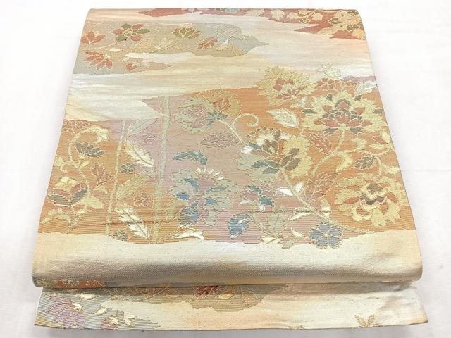 平和屋着物◎六通柄袋帯　更紗花唐草文　金糸　正絹　逸品　CABH1757nb