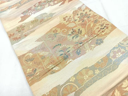 平和屋着物◎六通柄袋帯　更紗花唐草文　金糸　正絹　逸品　CABH1757nb