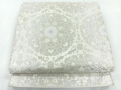 平和屋着物◎六通柄袋帯　唐織　繍華錦　更紗花文　銀糸　正絹　逸品　CABH1758nb