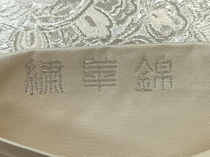 平和屋着物◎六通柄袋帯　唐織　繍華錦　更紗花文　銀糸　正絹　逸品　CABH1758nb