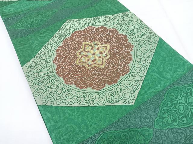 平和屋着物◎六通柄袋帯　更紗花文　金銀糸　正絹　逸品　CABH1764nb