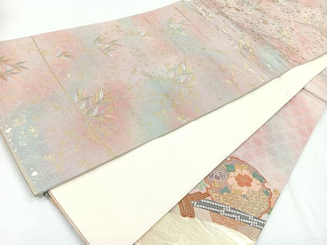 平和屋着物◎六通柄袋帯　唐織　雪輪草花文　金糸　引箔　正絹　逸品　CABH1765nb