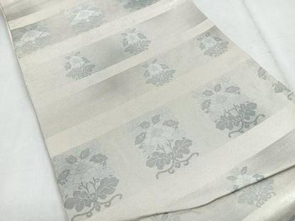 平和屋着物◎六通柄袋帯　更紗花文　銀糸　正絹　逸品　CABH1770nb