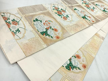 平和屋着物◎六通柄袋帯　花鳥文　金銀糸　正絹　逸品　CABH1773nb