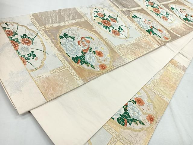 平和屋着物◎六通柄袋帯　花鳥文　金銀糸　正絹　逸品　CABH1773nb