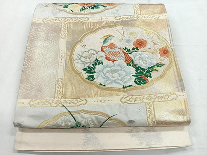 平和屋着物◎六通柄袋帯　花鳥文　金銀糸　正絹　逸品　CABH1773nb