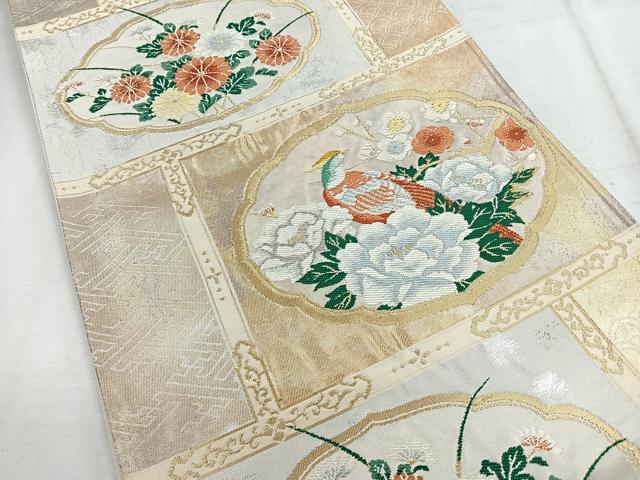 平和屋着物◎六通柄袋帯 花鳥文 金銀糸 正絹 逸品 CABH1773nb