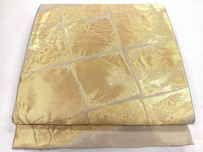 平和屋着物◎六通柄袋帯　幾何学文様　金糸　正絹　逸品　CABH1783nb